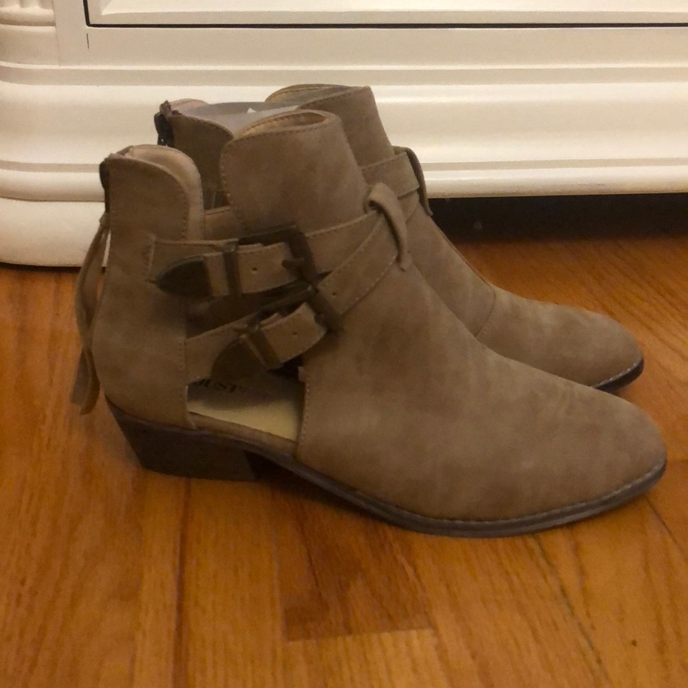 Tan Ankle Booties with Cutouts